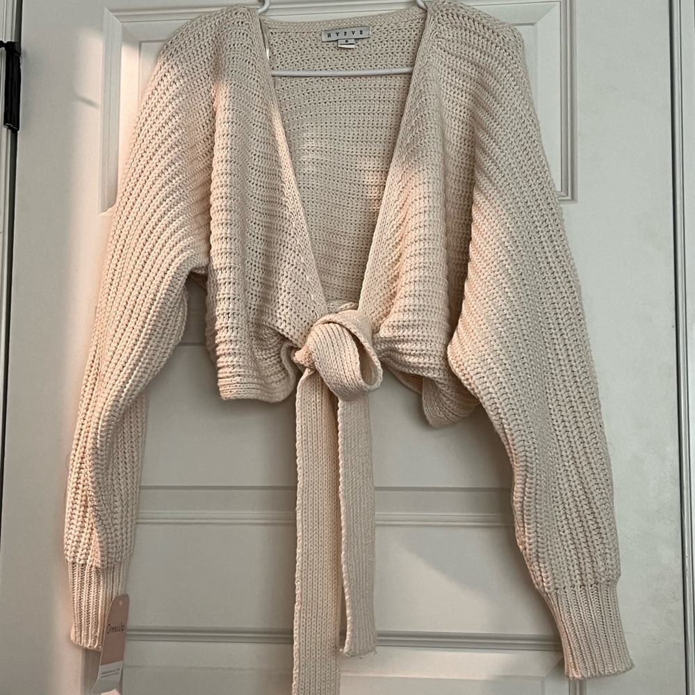 Cream Chunky Ribbed Knit Cardigan